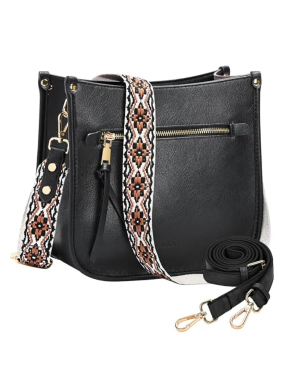 Vegan Leather Hobo Crossbody Bag with Guitar Strap